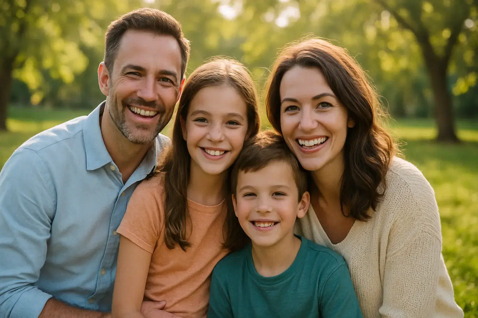 Happy family with healthy smiles